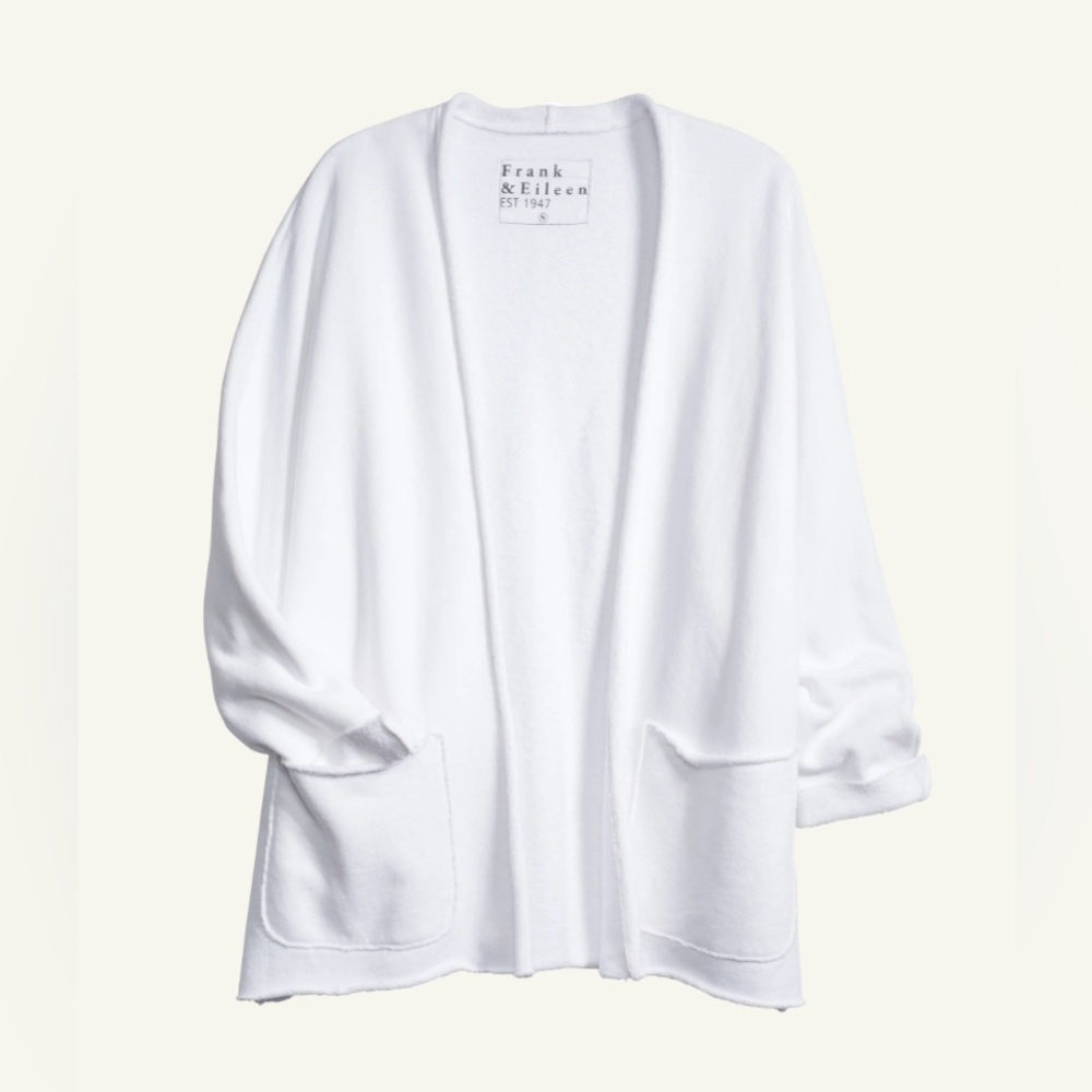 Frank & Eileen Barbara Beach Cardigan White Fleece Size Large